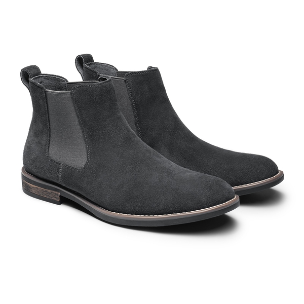 Men's Plain-Toe Suede Chelsea Boots - GREY - 5